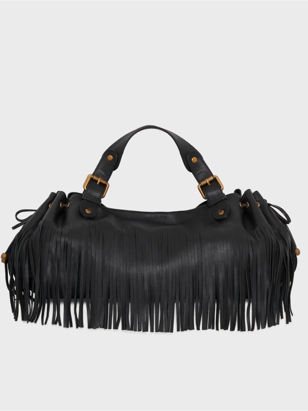 Gerard Darel 24H black Leather fringed handbag